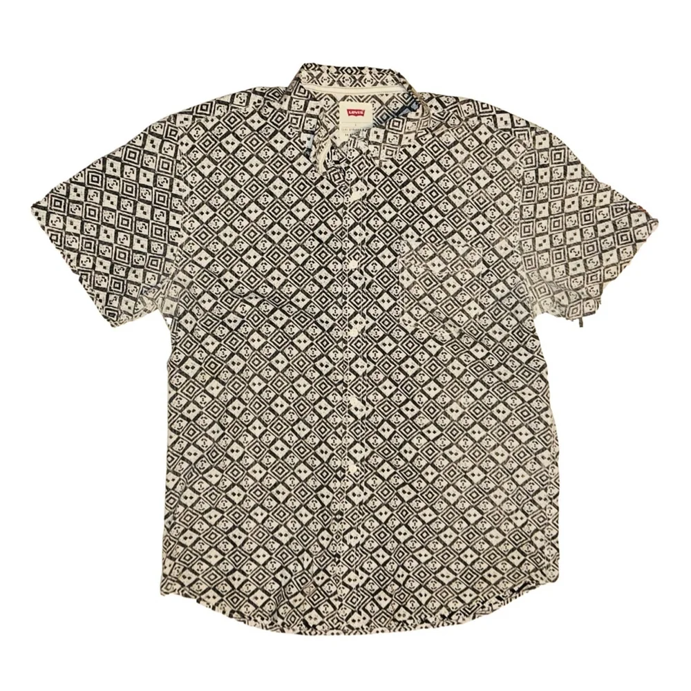 Men's Levi's Casual Button Down Shirt L Grey & White